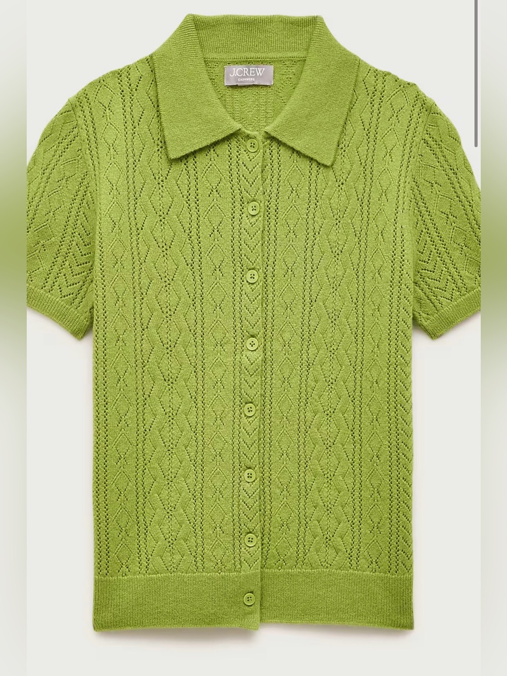 J CREW L Cashmere pointelle button-up short-sleeve cardigan CR241 $158 - Picture 1 of 7